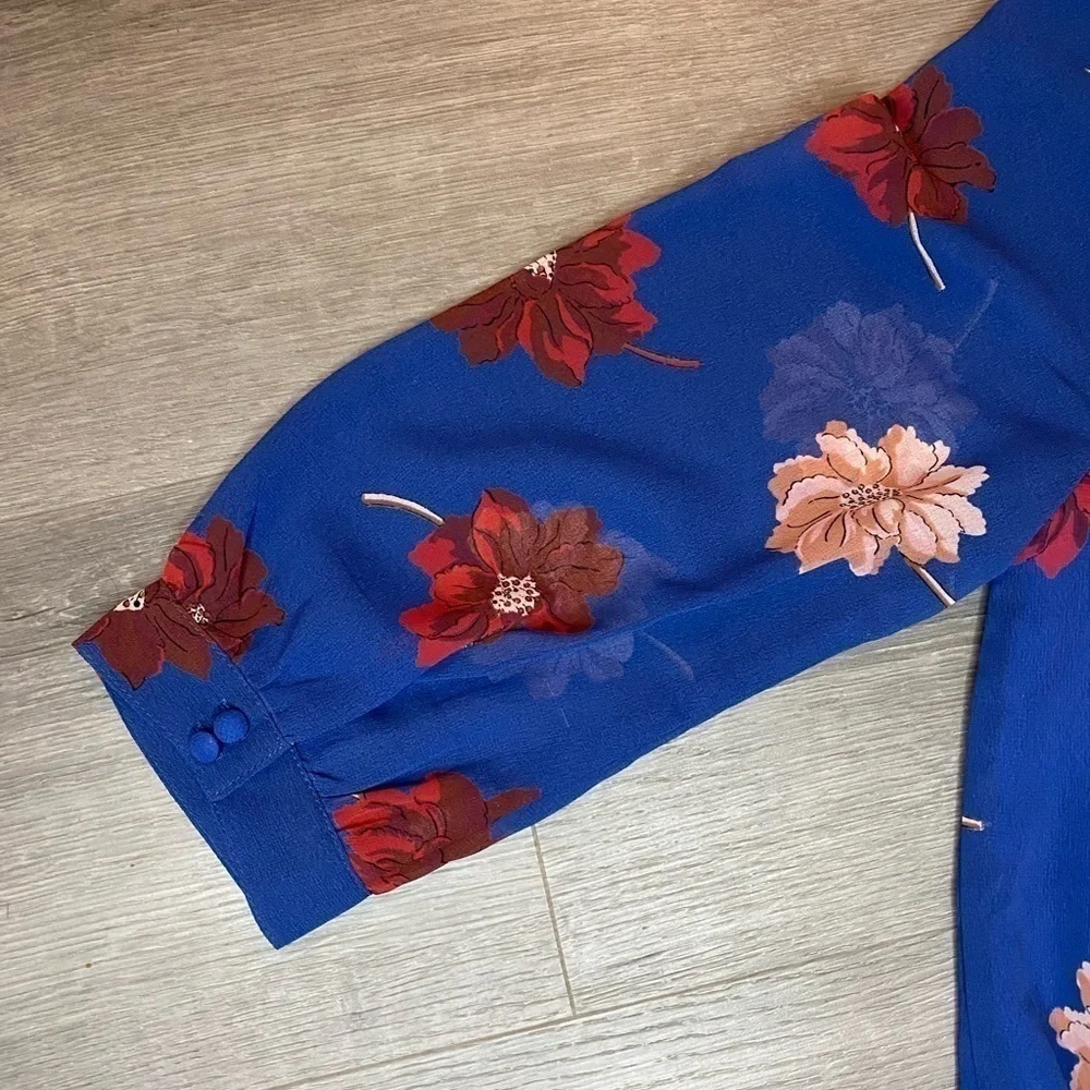 Madewell Effie Blue Floral Woven Wrap Top